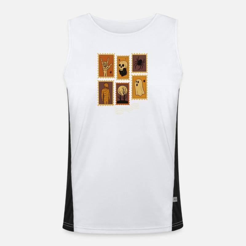Halloween Spooky Moon and Haunted Trees Men's Functional Contrast Tank Top 