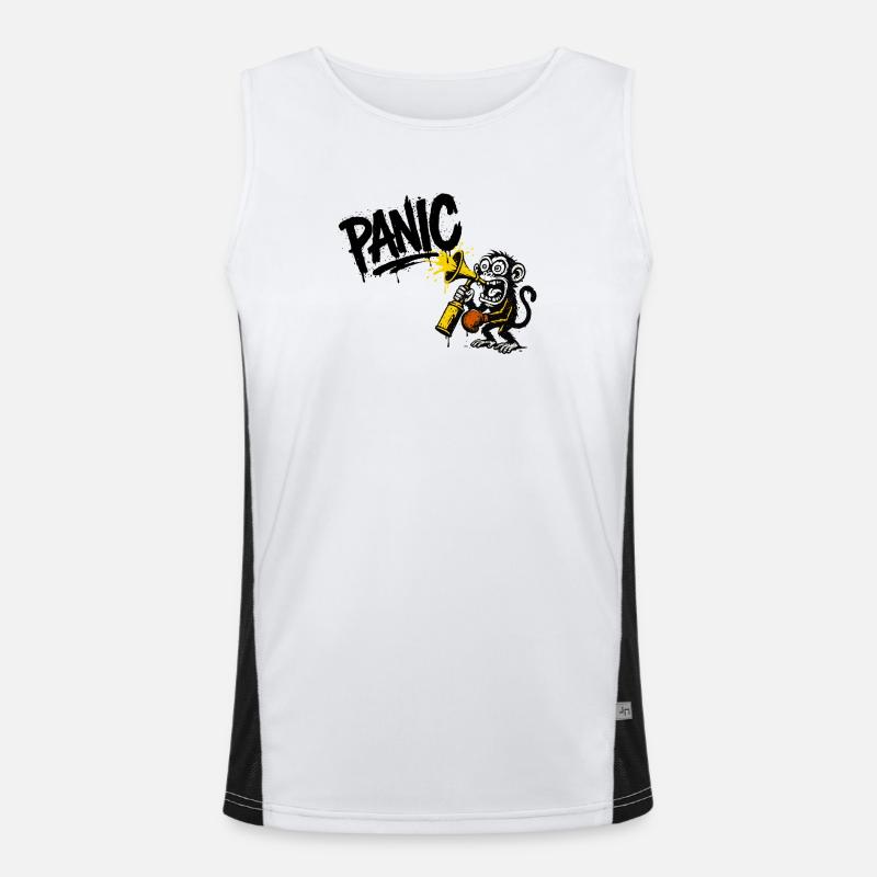 Expressive monkey with megaphone Men's Functional Contrast Tank Top 