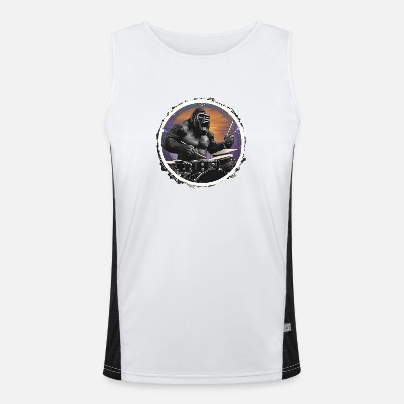 Drum Gorilla Vintage Music Gift Men's Functional Contrast Tank Top 