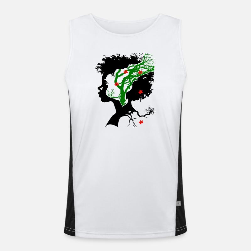 Abstract tree with flowers - Men's Functional Contrast Tank Top  - white/black