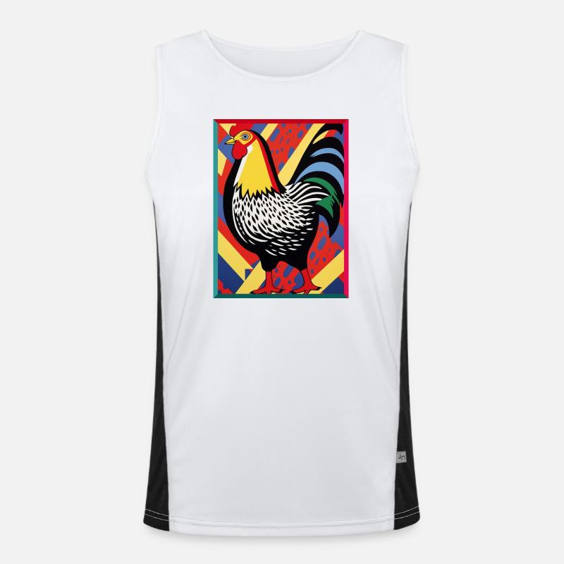 Coq coloré en illustration abstraite Pop Art Débardeur respirant contrasté Homme 