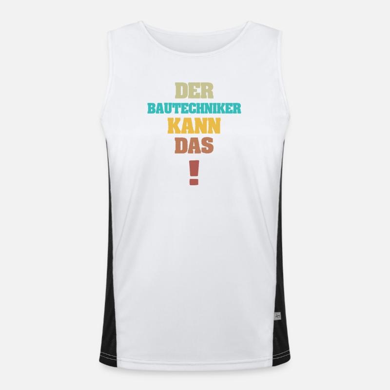 Construction technician as funny - Men's Functional Contrast Tank Top  - white/black