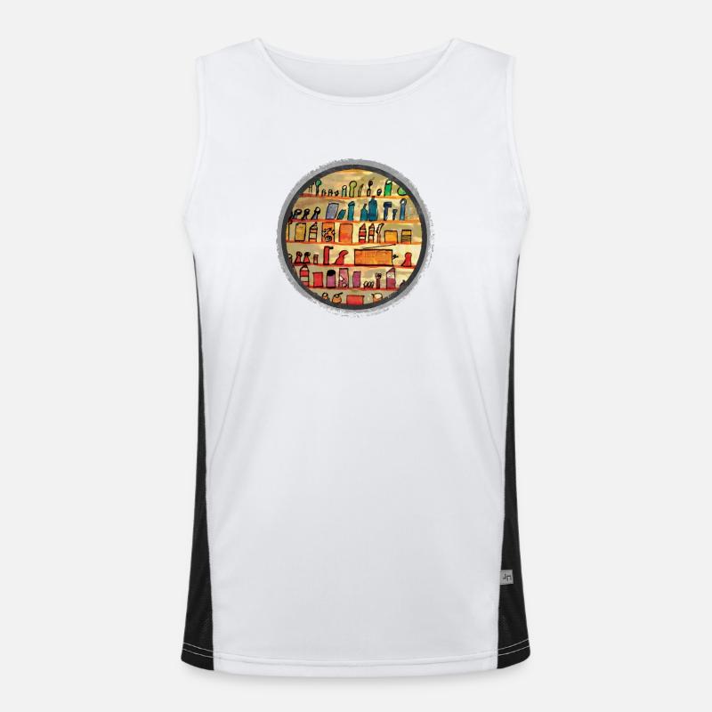 Abstract kitchen shelf illustration Men's Functional Contrast Tank Top 
