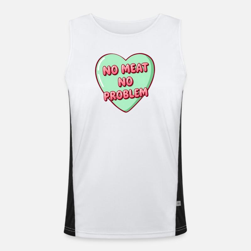 Mint Bubble Herz – No Meat No Problem Funktionelles Kontrast-Tank Top für Männer 