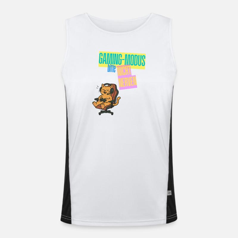 Gaming-Modus Katze Nicht Nerven Design zocken  Funktionelles Kontrast-Tank Top für Männer 