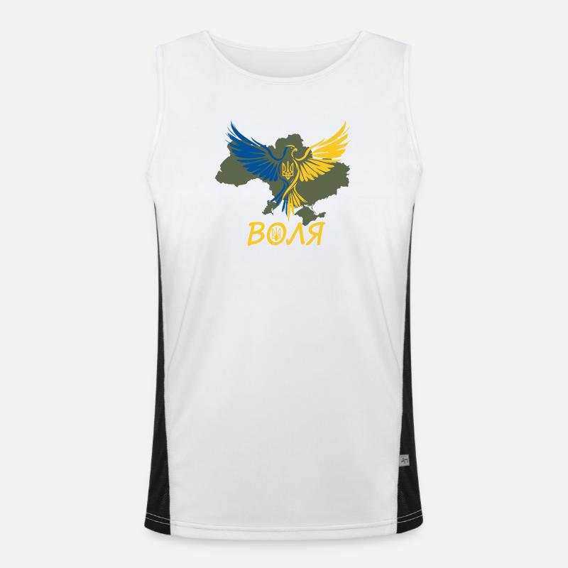 Volya Eagle on Ukraine Map - Men's Functional Contrast Tank Top  - white/black