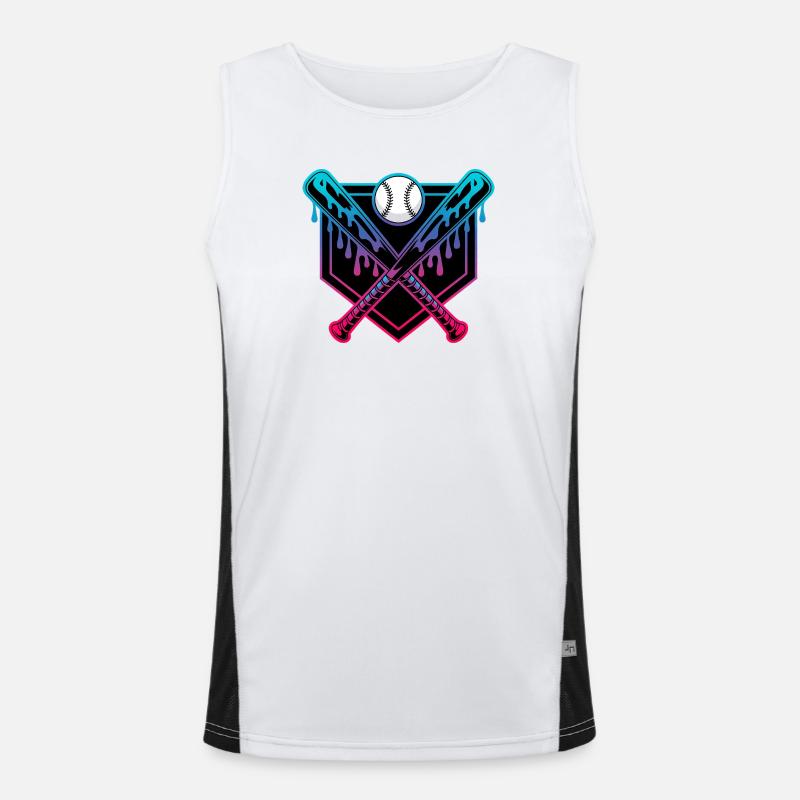 Neon Dripping Baseball Bats Crossed Men's Functional Contrast Tank Top 