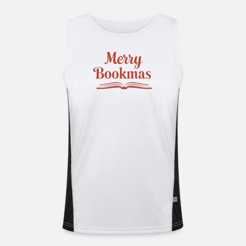 Fine Line Buch – Merry Bookmas Design Funktionelles Kontrast-Tank Top für Männer 