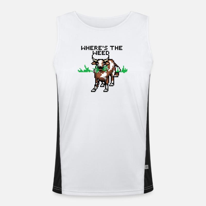 Pixelart Kuh Funktionelles Kontrast-Tank Top für Männer 