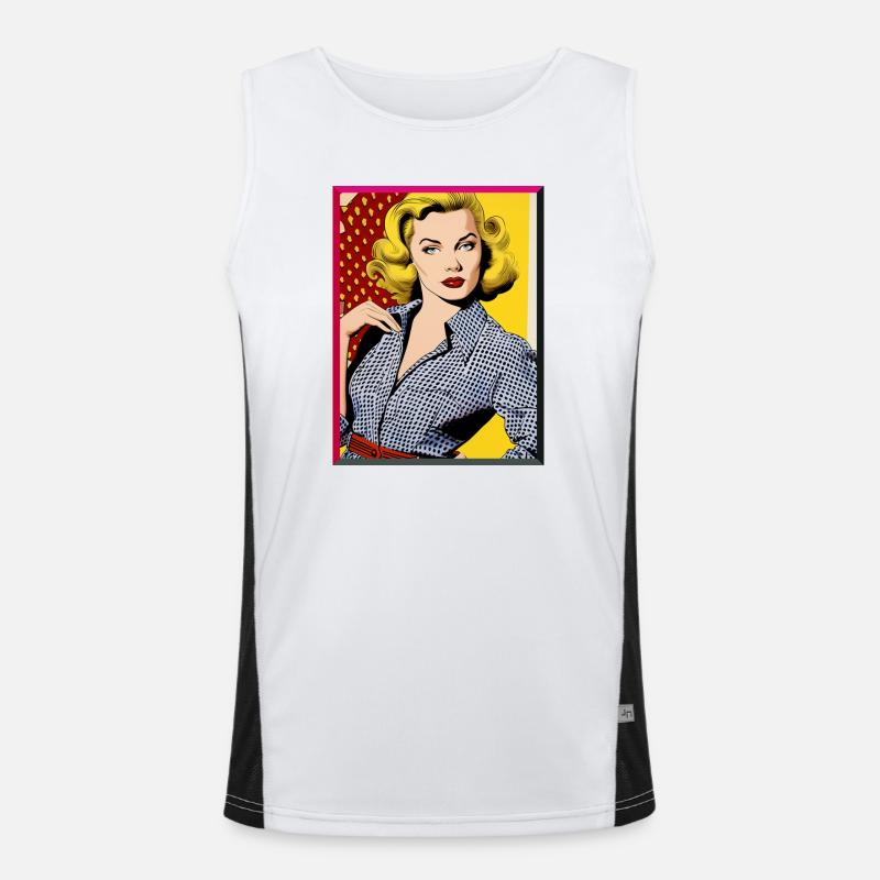 Pop Art Diva Retro-Look gepunktete Bluse Mode Funktionelles Kontrast-Tank Top für Männer 