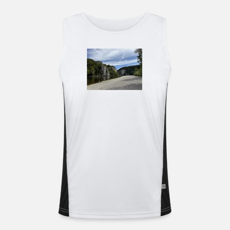 Kelheim River Cliffs Landscape Danube Gorge Men's Functional Contrast Tank Top 