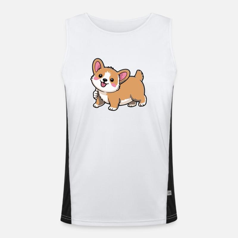 Corgi Tail Wagger Men's Functional Contrast Tank Top 