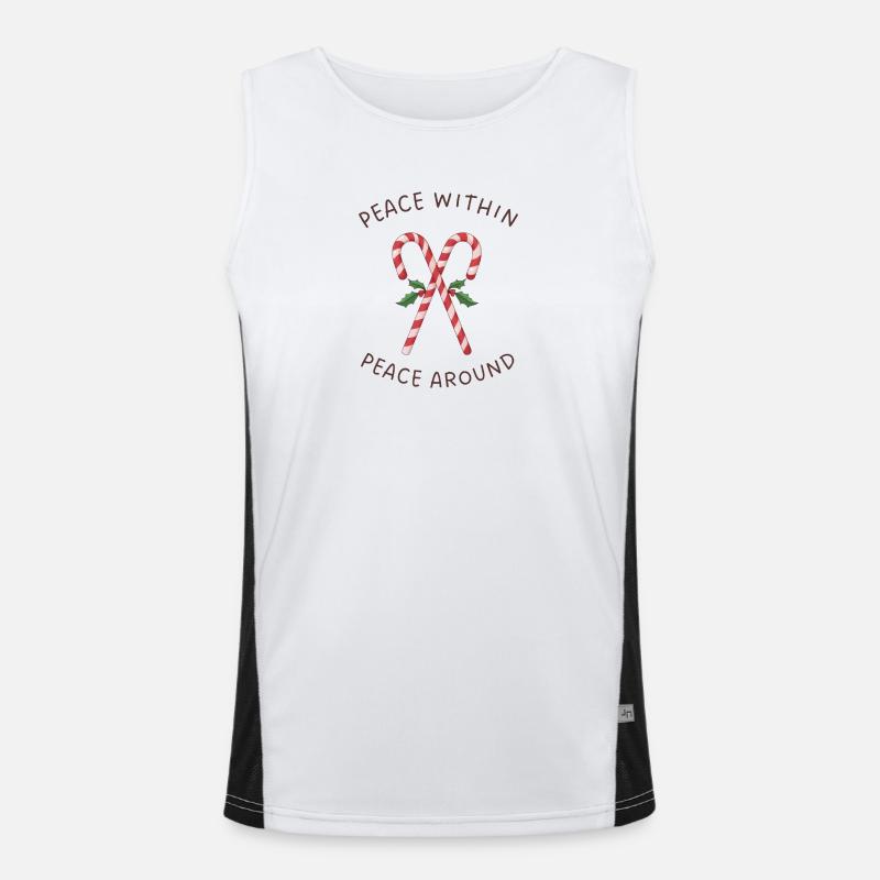 Candy Canes Mistletoe – Peace Within Around Men's Functional Contrast Tank Top 