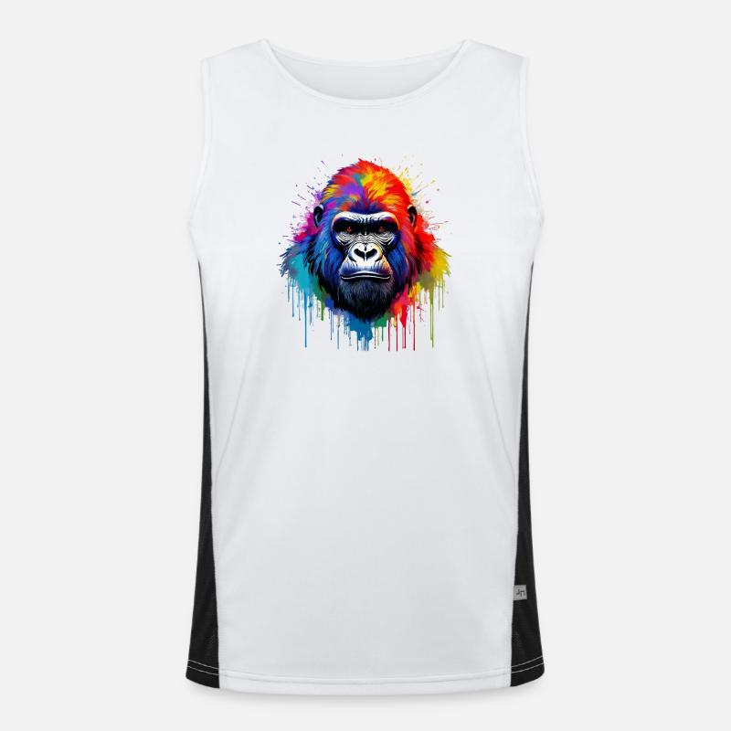 Regenbogen-Gorilla Kunst-Splash Funktionelles Kontrast-Tank Top für Männer 