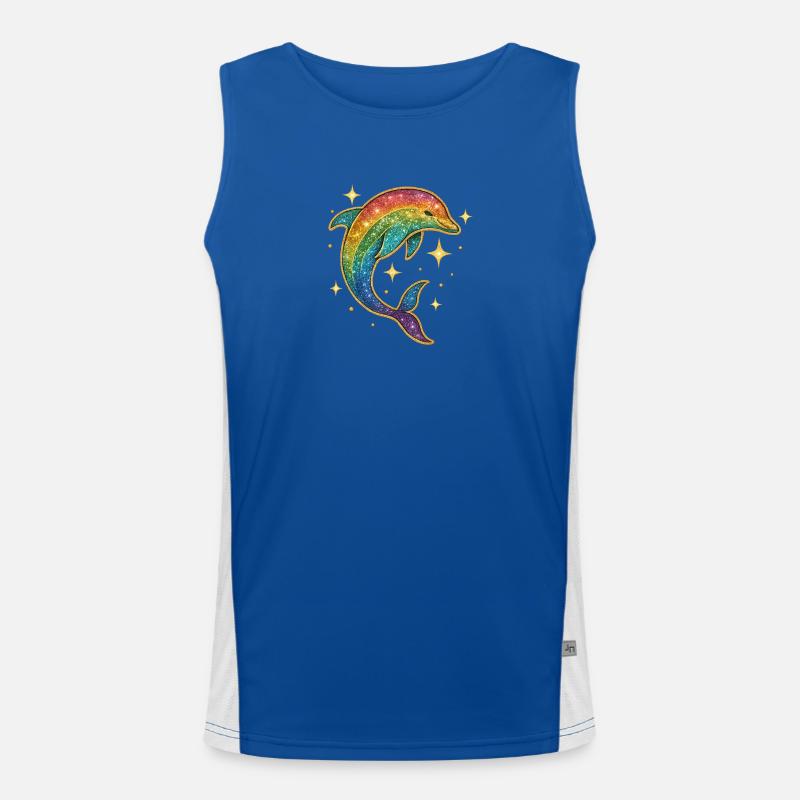 Regenbogen Delfin Sternenglitzer Funktionelles Kontrast-Tank Top für Männer 