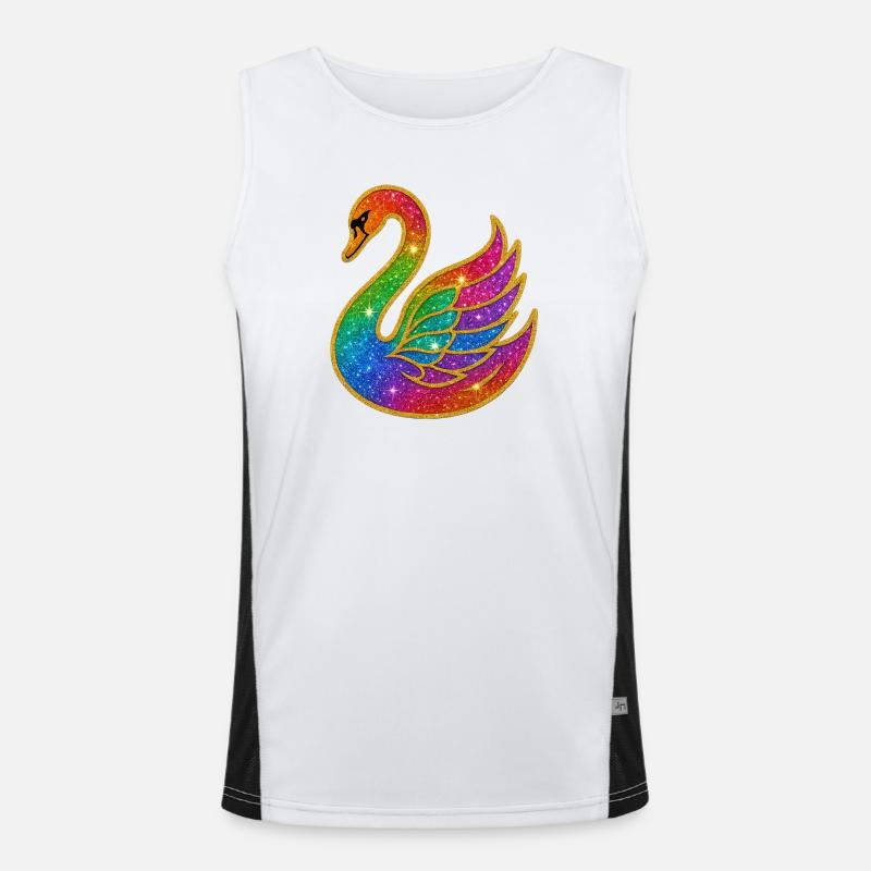 Regenbogen Glitzer Schwan Mutter Funktionelles Kontrast-Tank Top für Männer 