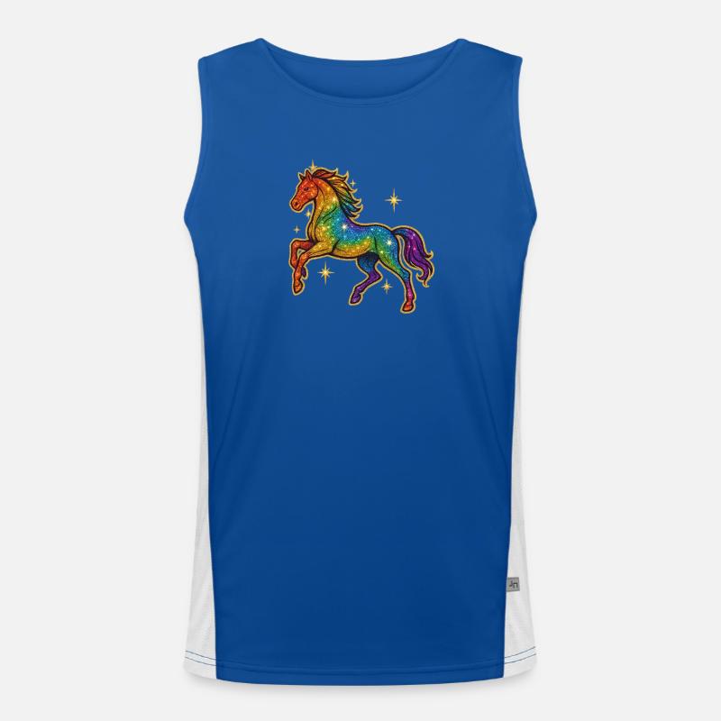 Regenbogen Pferd | Einhorn Glitzertraum Funktionelles Kontrast-Tank Top für Männer 