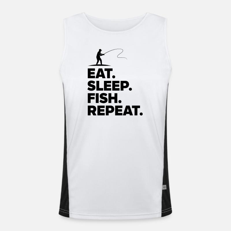 Eat Sleep Fish Repeat Minimalist Angler Funktionelles Kontrast-Tank Top für Männer 