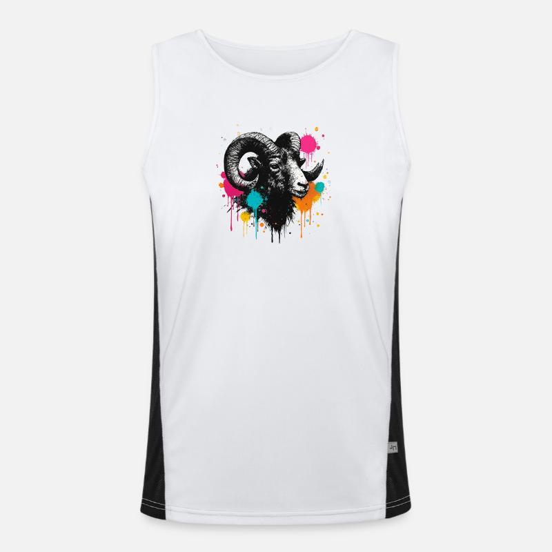 Ram's Head Graffiti Color Explosion Men's Functional Contrast Tank Top 