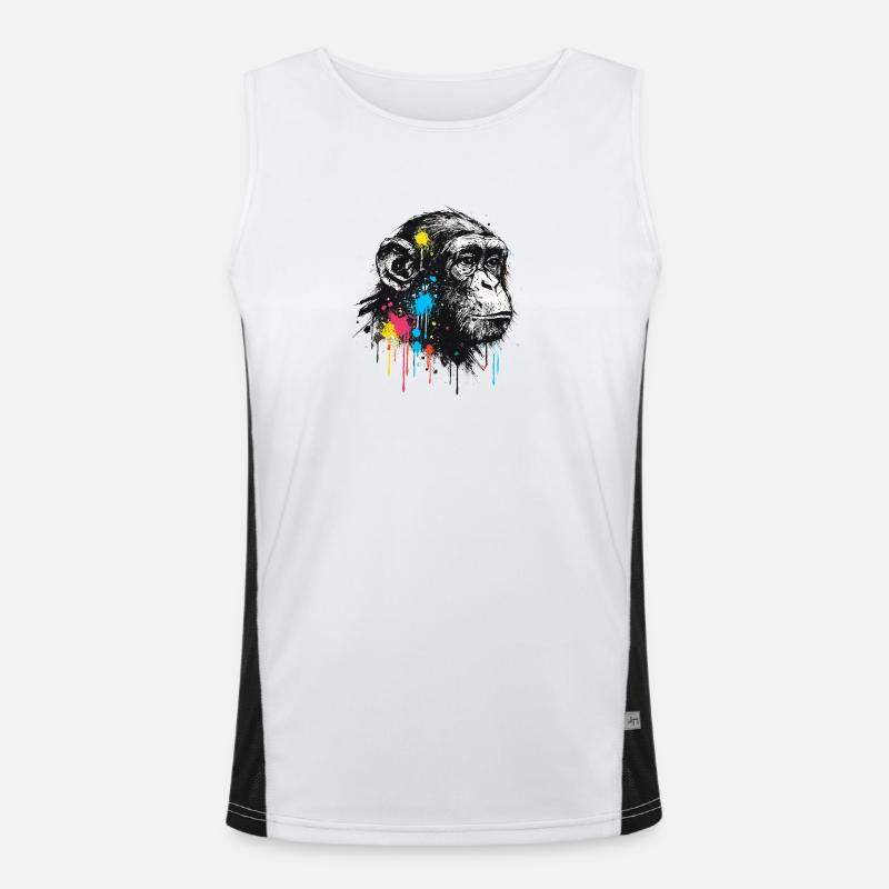 Bunter Spritzschimpanse Funktionelles Kontrast-Tank Top für Männer 