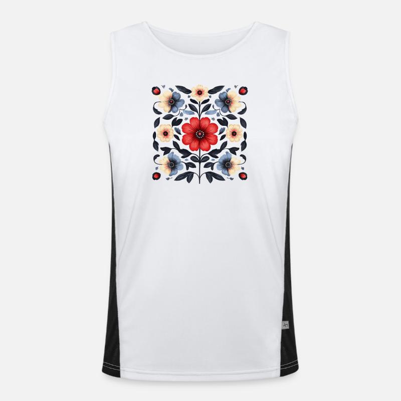nordisches Blumenmuster Funktionelles Kontrast-Tank Top für Männer 