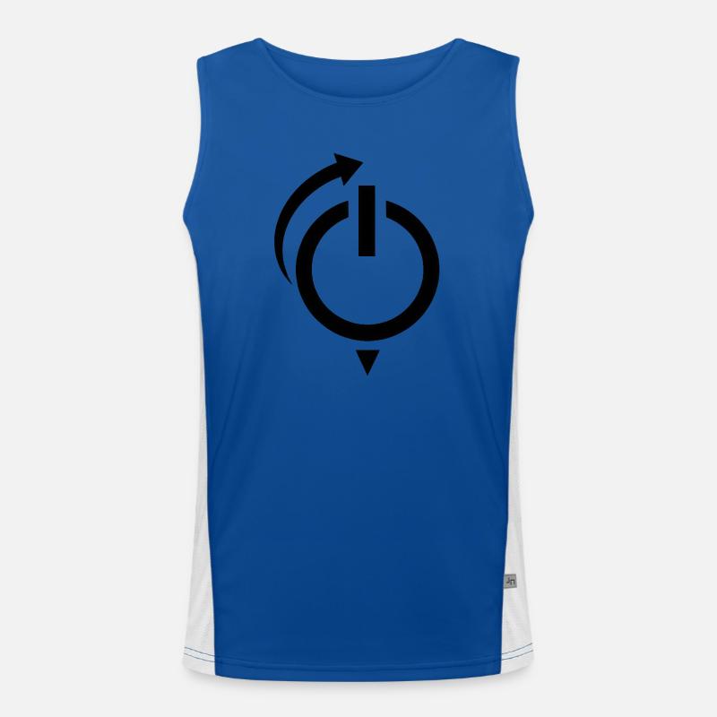 Netzschalter Neustart-Logo Funktionelles Kontrast-Tank Top für Männer 