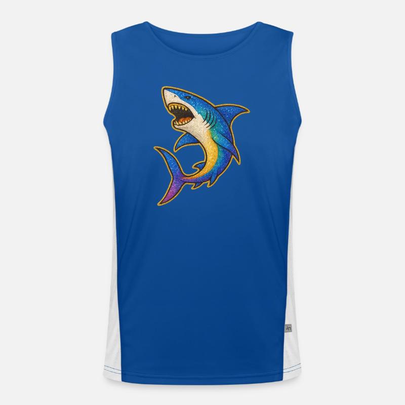 Requin | Requin arc-en-ciel Patch Art Débardeur respirant contrasté Homme 
