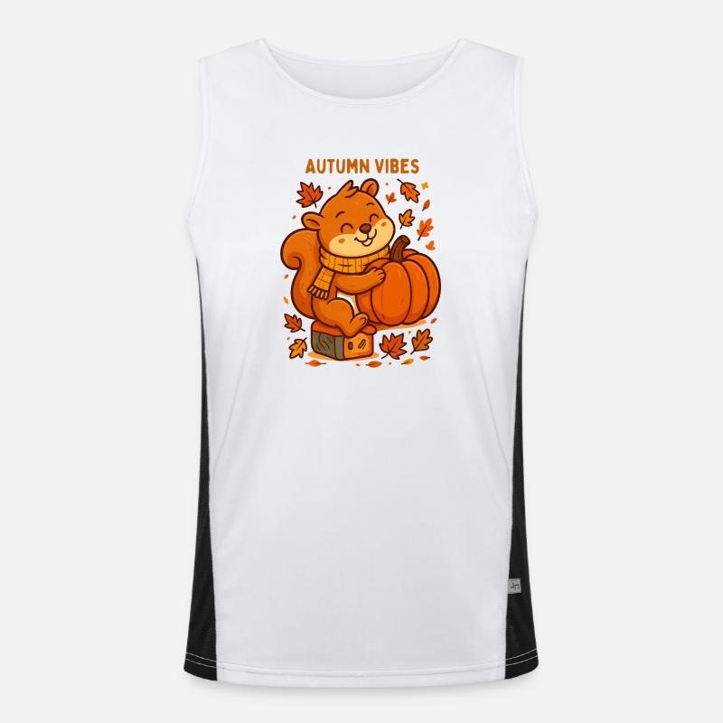 Herbstiges Eichhörnchen mit Kürbis Herbst autumn  Funktionelles Kontrast-Tank Top für Männer 
