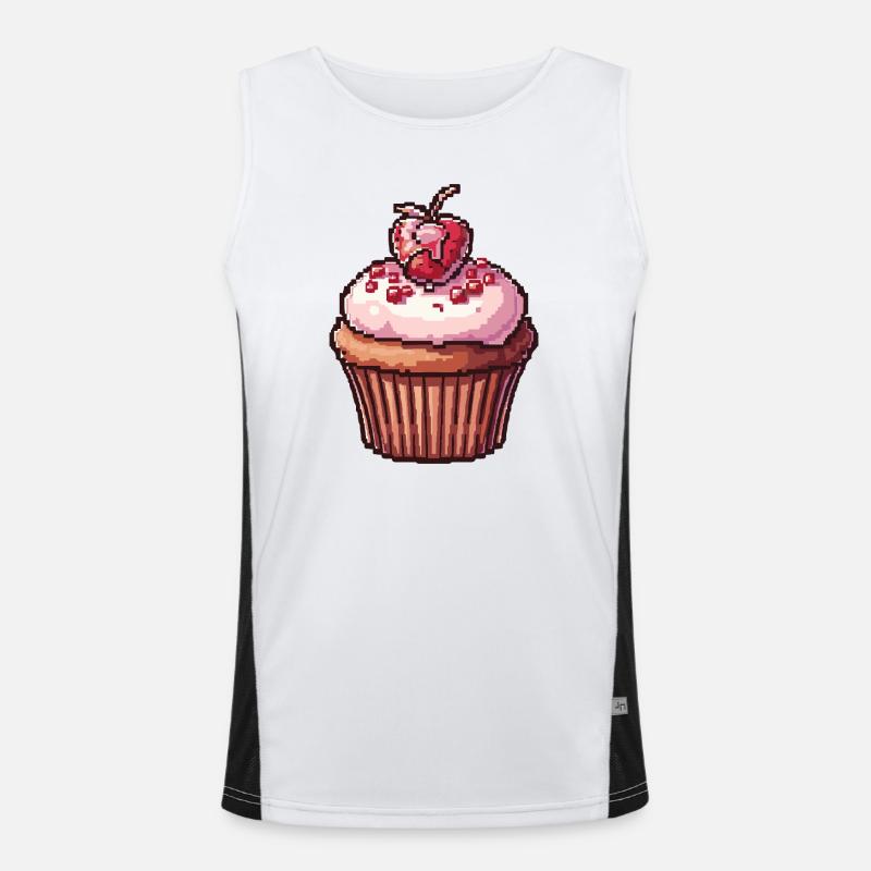 Retro Pixel Cupcake Funktionelles Kontrast-Tank Top für Männer 