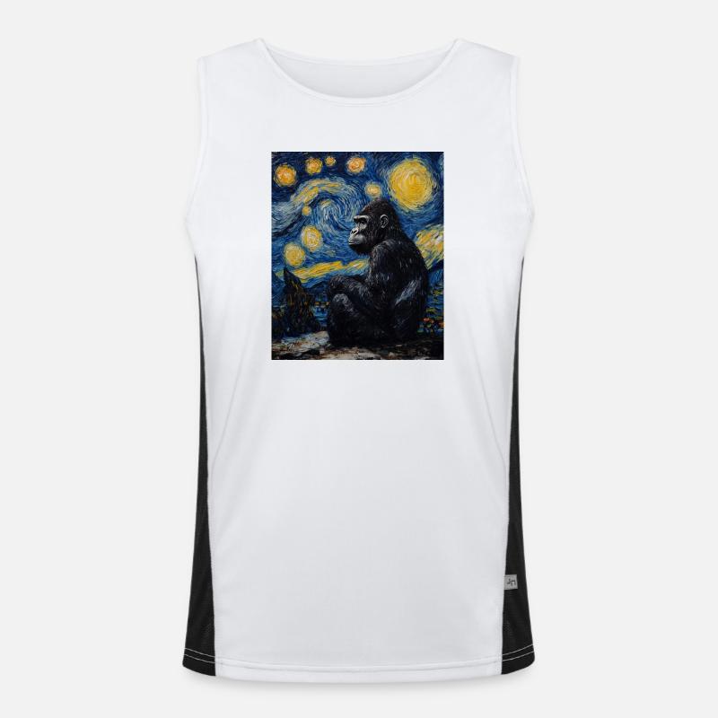 Gorilla Gorillas Monkey Van Gogh Style Starry Night Men's Functional Contrast Tank Top 