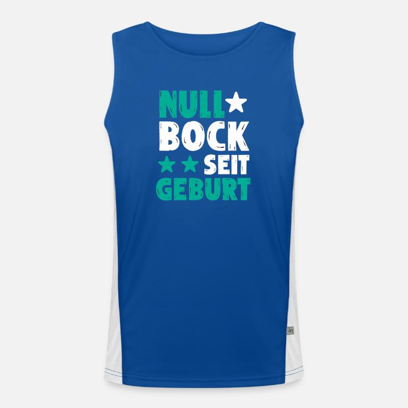 Null Bock seit Geburt | Lustiger Spruch Funktionelles Kontrast-Tank Top für Männer 