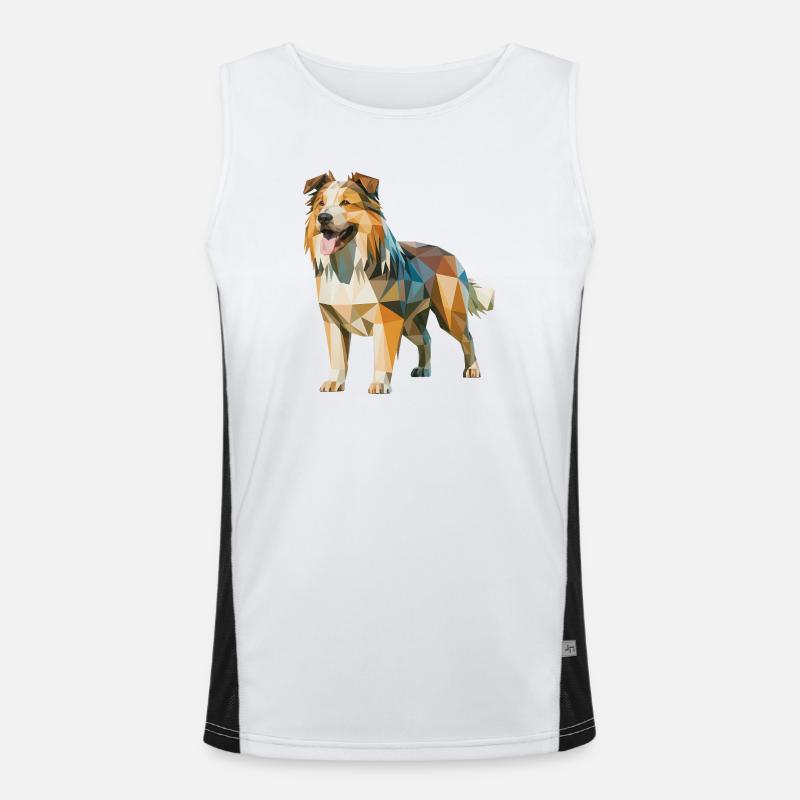 Australian Shepherd - Cooles Low Poly Logo Funktionelles Kontrast-Tank Top für Männer 