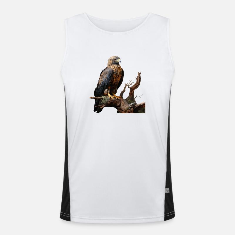Imperial eagle on mossy branch Men's Functional Contrast Tank Top 