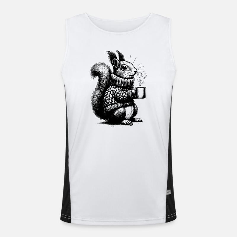 Eichhörnchen mit Tee Funktionelles Kontrast-Tank Top für Männer 