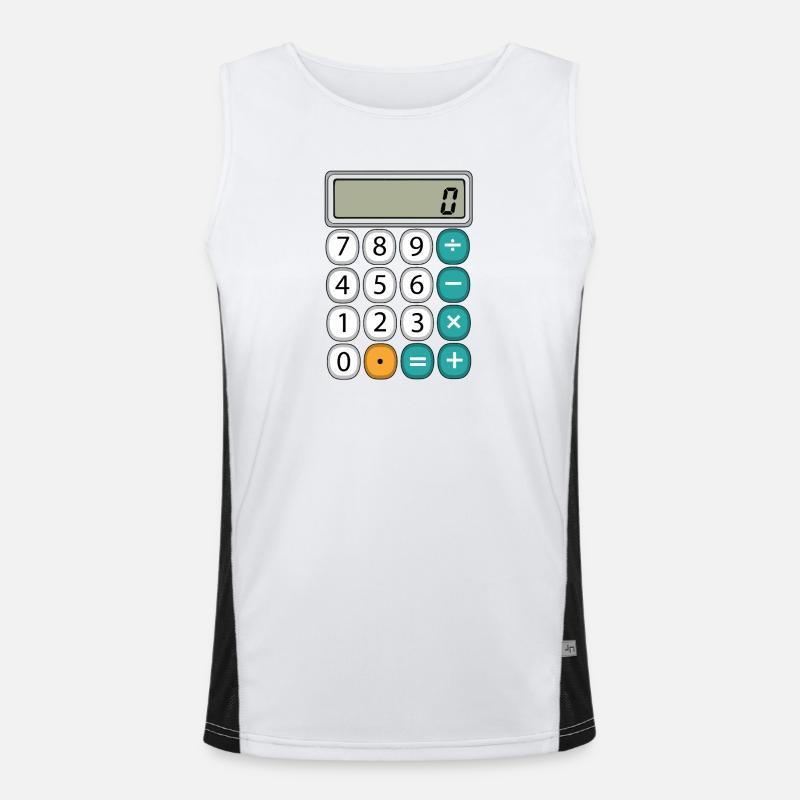 Number Day Math Retro Calculator Display Men's Functional Contrast Tank Top 