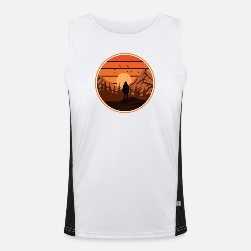 Sunset Mountain Wanderabenteuer Funktionelles Kontrast-Tank Top für Männer 