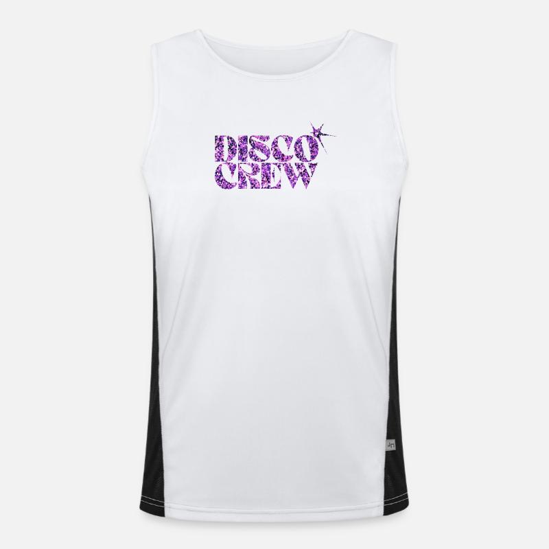 Disco Crew Lilla Glitter-logo - Funksjonell kontrast-singlet for menn  - hvit/svart