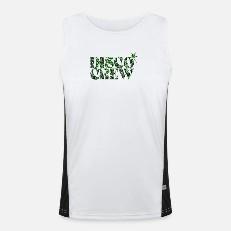 Disco Crew Glitter Green Typographie Débardeur respirant contrasté Homme 