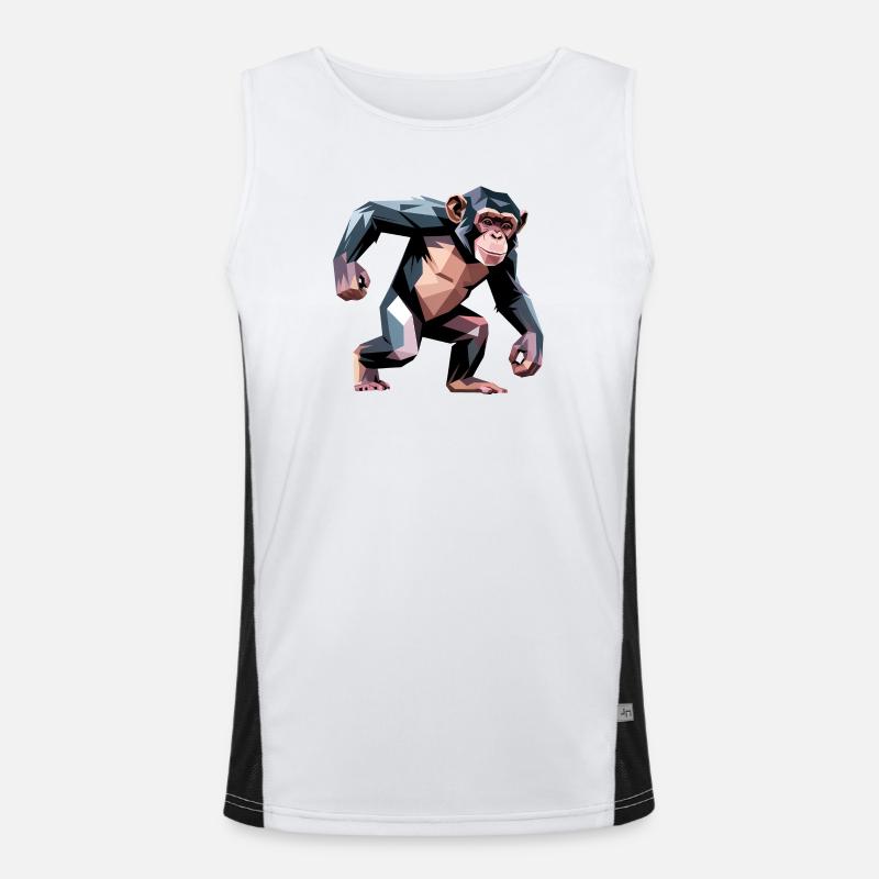 Monkey - Cooles Low-Poly-Logo Funktionelles Kontrast-Tank Top für Männer 