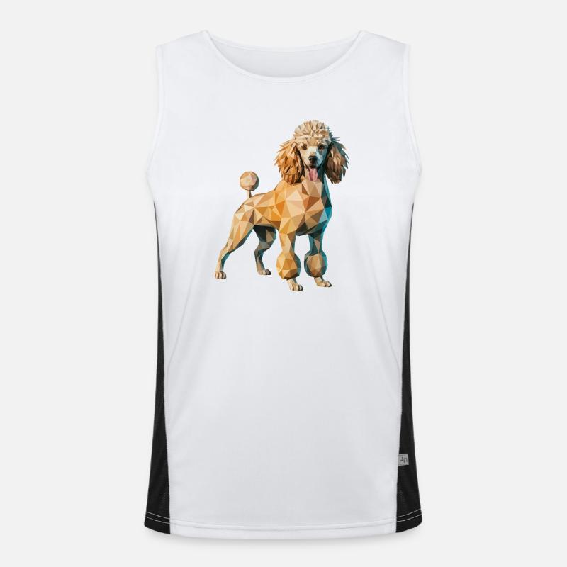 Poodle - Cool Low Poly Logo - Men's Functional Contrast Tank Top  - white/black