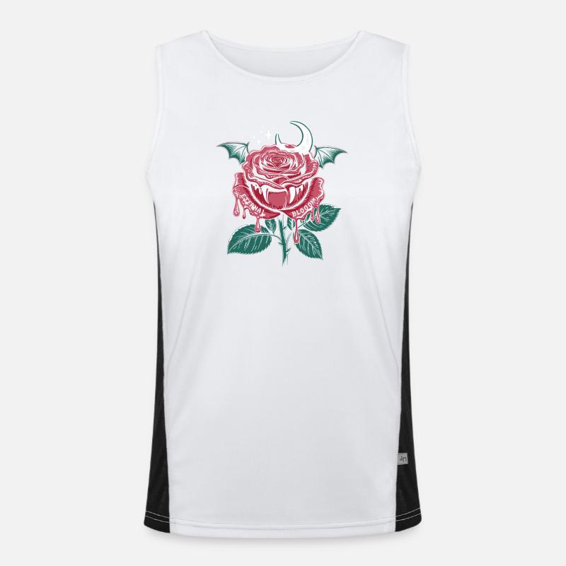 Vampire Rose Gothic with Moon - Men's Functional Contrast Tank Top - white/black