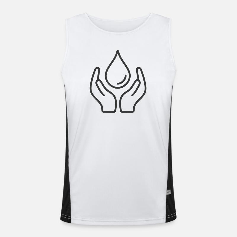 Hands Protecting Water Drop Icon Logo Men's Functional Contrast Tank Top 