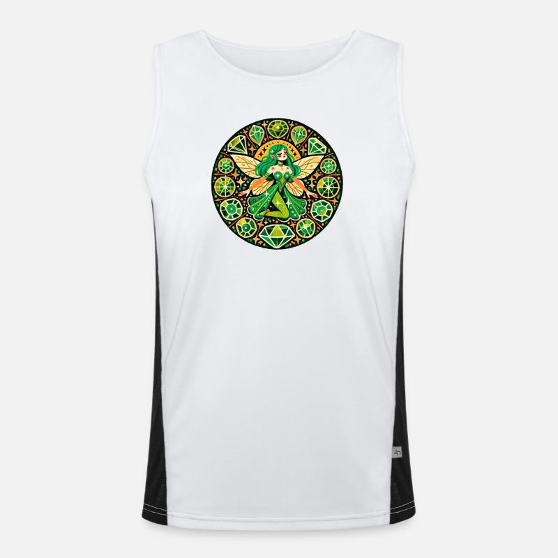 Smaragd-Fee-Mandala Funktionelles Kontrast-Tank Top für Männer 