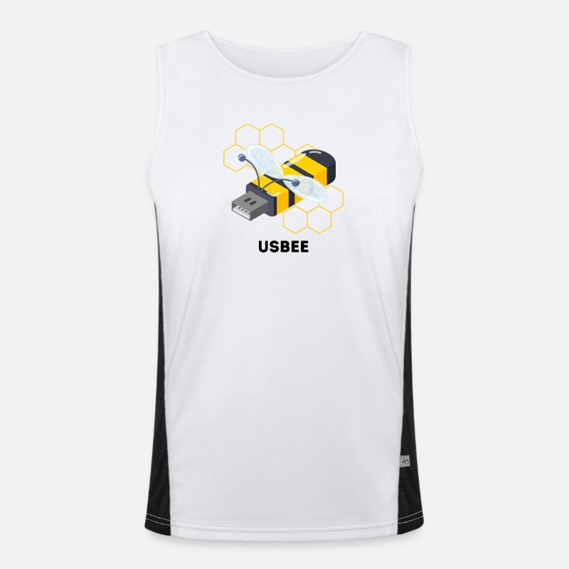 USBEE - Cute USB Bee Pun Men's Functional Contrast Tank Top 