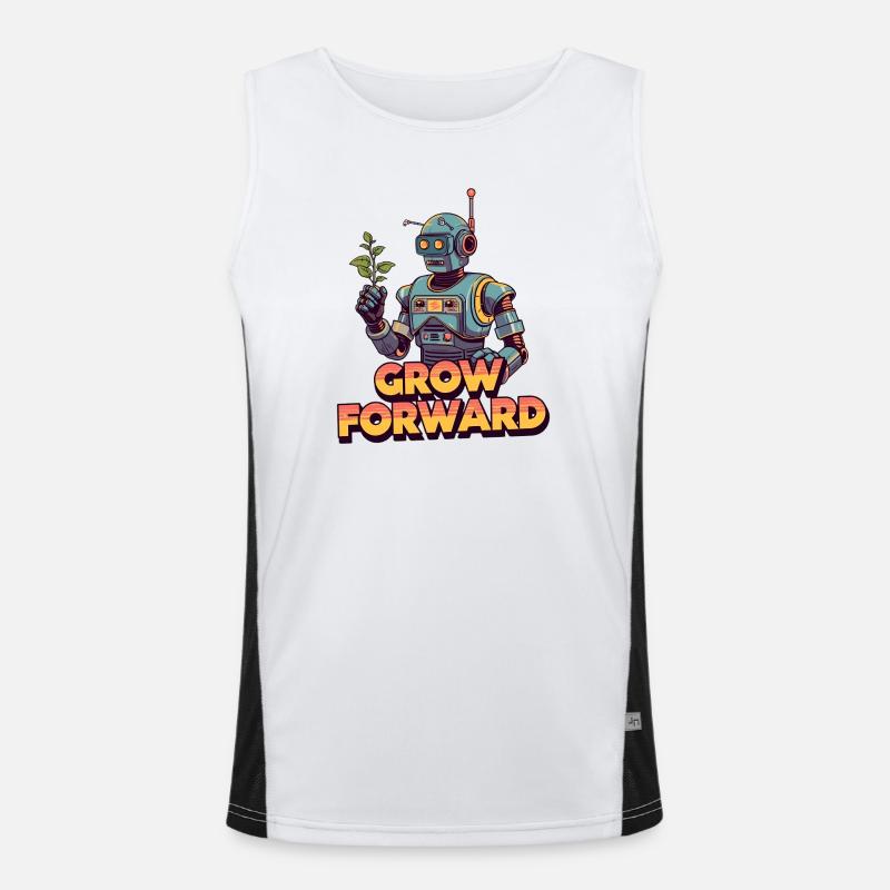 Grow Forward – Retro Sci-Fi Robot - Men's Functional Contrast Tank Top  - white/black