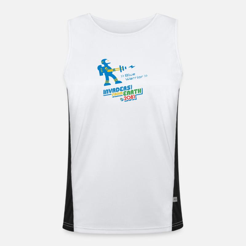 Invaders From Earth 2081 BLUE WARRIOR Men's Functional Contrast Tank Top 