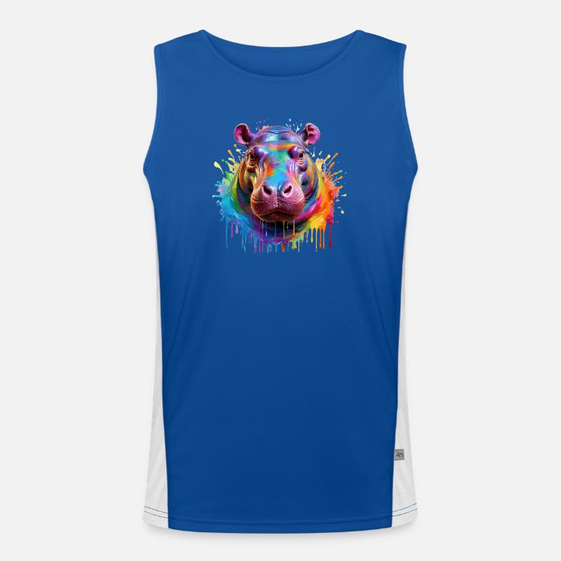 Bunter Hippo Farbexplosion Funktionelles Kontrast-Tank Top für Männer 
