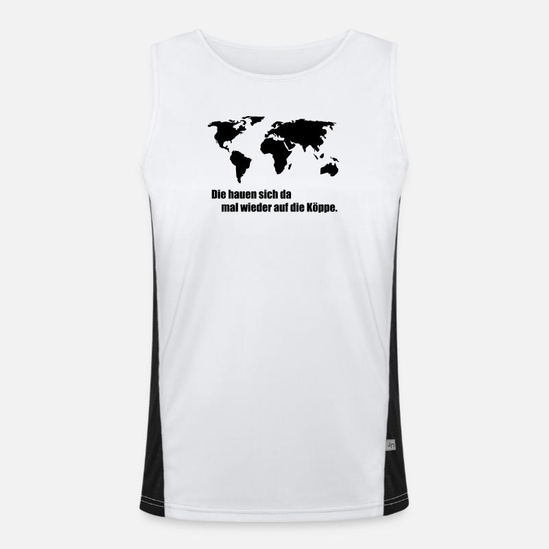 World map Men's Functional Contrast Tank Top 