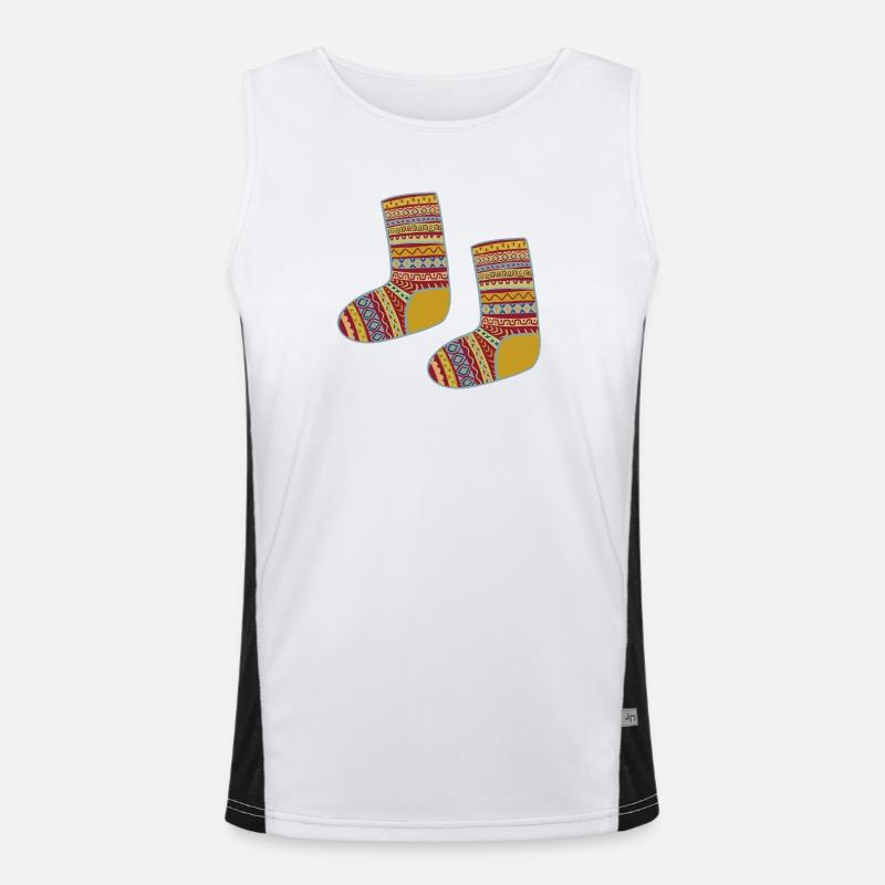 Colorful Fair Isle Patterned Socks Men's Functional Contrast Tank Top 