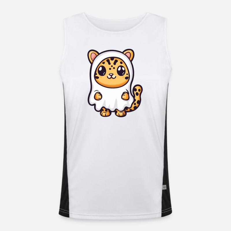 Leopard Halloween Geist Funktionelles Kontrast-Tank Top für Männer 